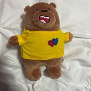 Charming Brown Bear Plush with Yellow Heart Shirt